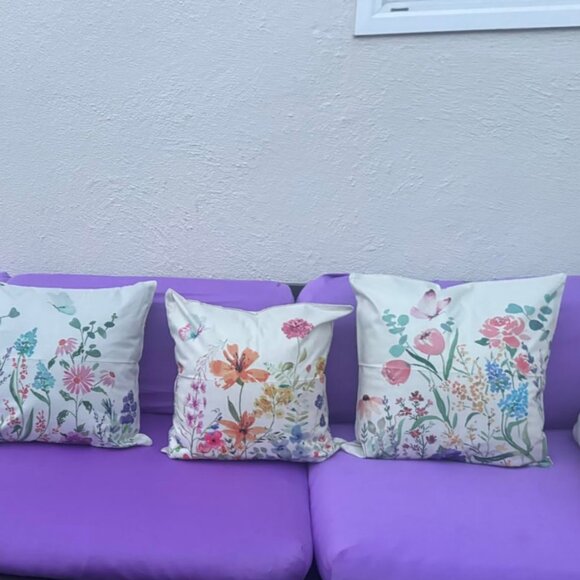 Decorative Throw Pillow Covers Multicolor Spring Summer Floral Farmhouse Decor - Picture 4 of 10